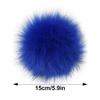 Gumney Faux Fox Fur Balls, 5.9 Inch Fluffy Pom Pom Ball with Hidden Button for DIY Hats Key Chains Scarves Gloves Bags Clothing Accessories, Royal Blue view 2