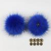 Gumney Faux Fox Fur Balls, 5.9 Inch Fluffy Pom Pom Ball with Hidden Button for DIY Hats Key Chains Scarves Gloves Bags Clothing Accessories, Royal Blue view 3