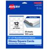 Avery Printable Square Cards with Rounded Corners, Sure Feed Technology, 2" x 2", Glossy White Cardstock, Print-To-The-Edge, Laser/Inkjet Printable, 300 Total view 1