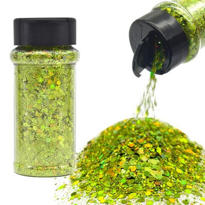 Light Green - Craft Glitter - 2oz Glitter Shaker Bright Colorful Mix Chunky Body Glitter Bulk - 24 Colors in Shaker, Cosmetic Grade Glitter - EBLB608