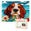 Latch Hook Rug Kit for Adults Cartoon Basset Hound Dog Beach Flower Pre-Printed Handmade Carpet Crochet Yarn Craft DIY Hook and Latch Door Mat Tapestry Home Floor Decoration 52x38cm(4) view 1