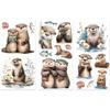 Peacoblue Rub on Transfer Decal Sticker for Furniture Craft Decor 6"x12" Cute River Animals, 3Pcs Waterproof UV DTF Transfer for Drawer Dresser Glass Porcelain Wood Plastic Window view 1
