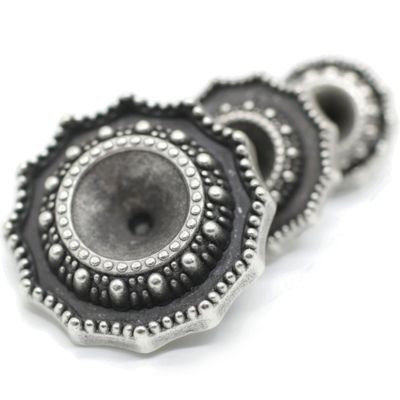 Antique Silver Metal Shank Buttons - 12 Pcs - 3 Size Options - Nest of Stone Floral Round Metal Shank Buttons Vintage for Men Women Blazer Coat Uniform Shirt Suit and Jacket Sewing Craft DIY N13803