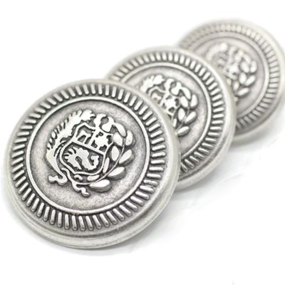 Antique Silver Metal Shank Buttons - 12 Pcs - 3 Size Options - Floral Round Metal Shank Buttons Vintage for Men Women Blazer Coat Uniform Shirt Suit and Jacket Sewing Craft DIY N10903