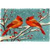 Red Cardinal on Snow Berry Tree Latch Hook Rug Kit for Adults Pre-Printed Handmade Carpet Crochet Yarn Craft DIY Hook and Latch Door Mat Tapestry Home Floor Decoration 60x40cm(8) view 1