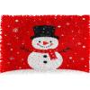 White Snowflakes Christmas Tree Snowman Latch Hook Rug Kit for Adults Pre-Printed Handmade Carpet Crochet Yarn Craft DIY Hook and Latch Door Mat Tapestry Home Floor Decoration 60x40cm(2) view 1