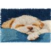 Latch Hook Rug Kit for Adults Maltese Dog Sleeping on Sofa Pre-Printed Handmade Carpet Crochet Yarn Craft DIY Hook and Latch Door Mat Tapestry Home Floor Decoration 60x40cm(4) view 1