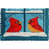 Cardinal Bird Window Snow Latch Hook Rug Kit for Adults Pre-Printed Handmade Carpet Crochet Yarn Craft DIY Hook and Latch Door Mat Tapestry Home Floor Decoration 60x40cm(2) view 1