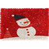 Latch Hook Rug Kit for Adults Merry Christmas Winter Snowman Pre-Printed Handmade Carpet Crochet Yarn Craft DIY Hook and Latch Door Mat Tapestry Home Floor Decoration 60x40cm(9) view 1