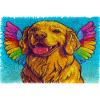 Latch Hook Rug Kit for Adults Golden Retriever Dog with Angel Wing Pre-Printed Handmade Carpet Crochet Yarn Craft DIY Hook and Latch Door Mat Tapestry Home Floor Decoration 60x40cm(8) view 1