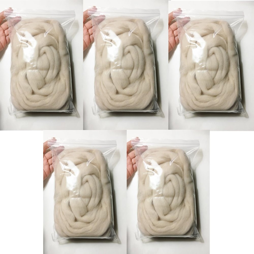 Morezmore HR125-500 Merino Wool Roving for Needle Felting 500g Off White