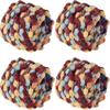 4 Pack/400g Pom Pom Ball Yarn Soft Plush Chenille Yarn for Crochet Knitting Blanket Scarf Pet Nest 175 Yards (Yellow Blue Brown) view 1