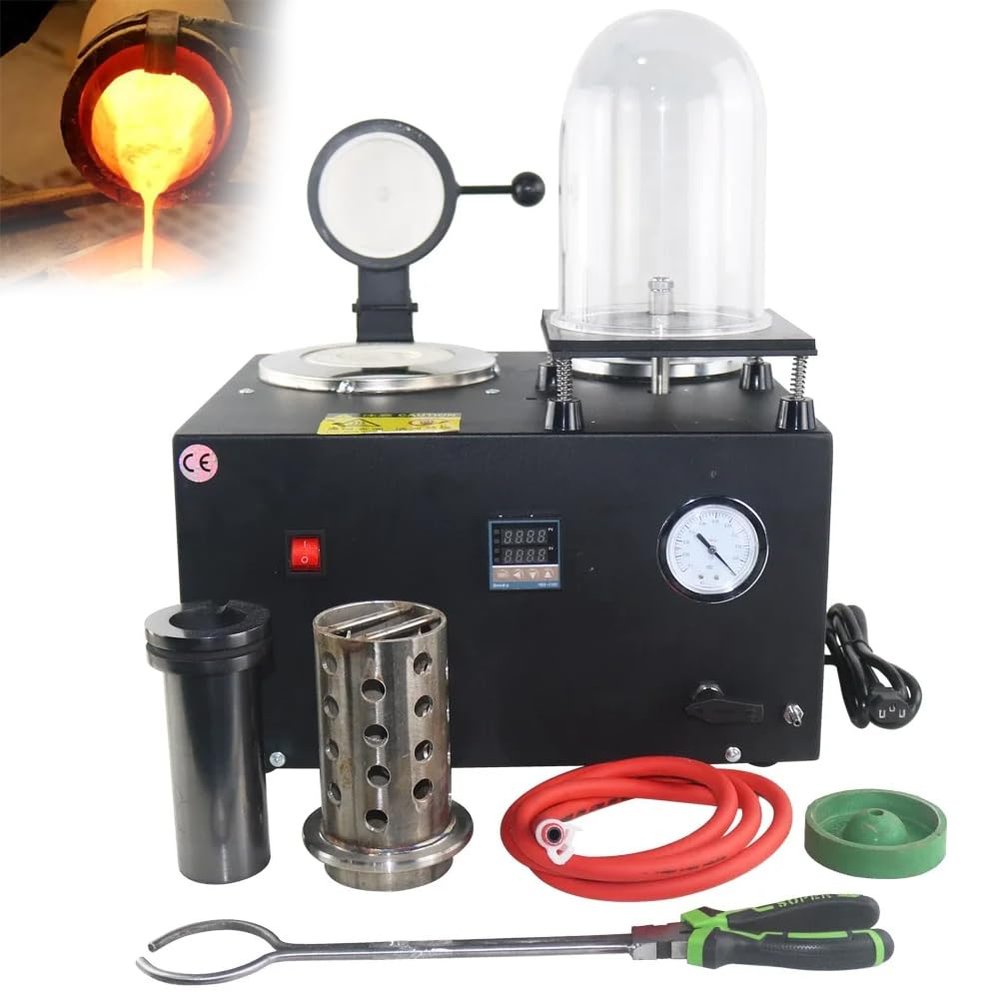 YXCUSAM Cast Vacuum Melting Machine, Digital Display Gold Melting Furnace,Casting Refining Precious Metals Gold Silver Tin Aluminum (2kg)