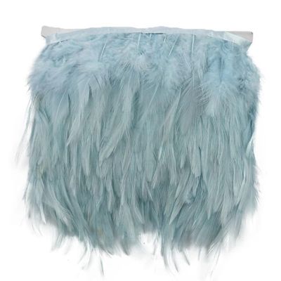 1 Meters Saddle Pheasant Feathers On Tape Trim Fringe Feather For Clothes Dress Skirt With Ribbon Sewing Trimmings Diy Decoration - (Color: Light Blue)