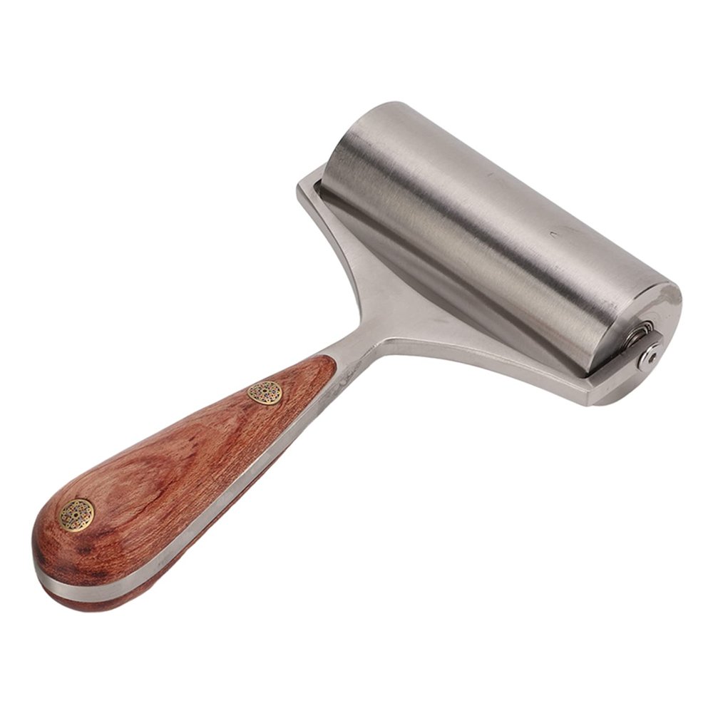 Leather Roller, High Hardness Wear Resistant Leather Press Edge Roller, Wooden Handle Leather Rolling Craft Roller, Leather Craft Platen Tools, Leather Edge Creaser