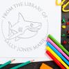 Custom Library Embossing Stamp - Personalized Book Name Embosser with Soft Swift Shark Design - 'This Book Belongs to' Paper Embosser - Available in Red, Blue, Grey, or Pink Handle - 1-5/8 Size view 4