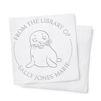 Custom Name Inscription Seal Press, Hybrid Smiling Seal, Personalized Book Ownership Embosser for Bibliophiles, Custom Library Embossing Stamp with Pink or Black Handle Options, 1-5/8 Round Seal