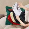 Latch Hook Pillow Kits Christmas Black Cat Stamped Pillowcase Handamade Crochet Yarn Hook and Latch Emboridery Throw Pillow Cover for Home Sofa Decoration 43x43cm(8) view 4