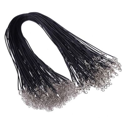 PLAFOPE 100pcs 2.0mm Black Waxed Necklace Cord Bulk Stretchable Bead Chain for Jewelry Making