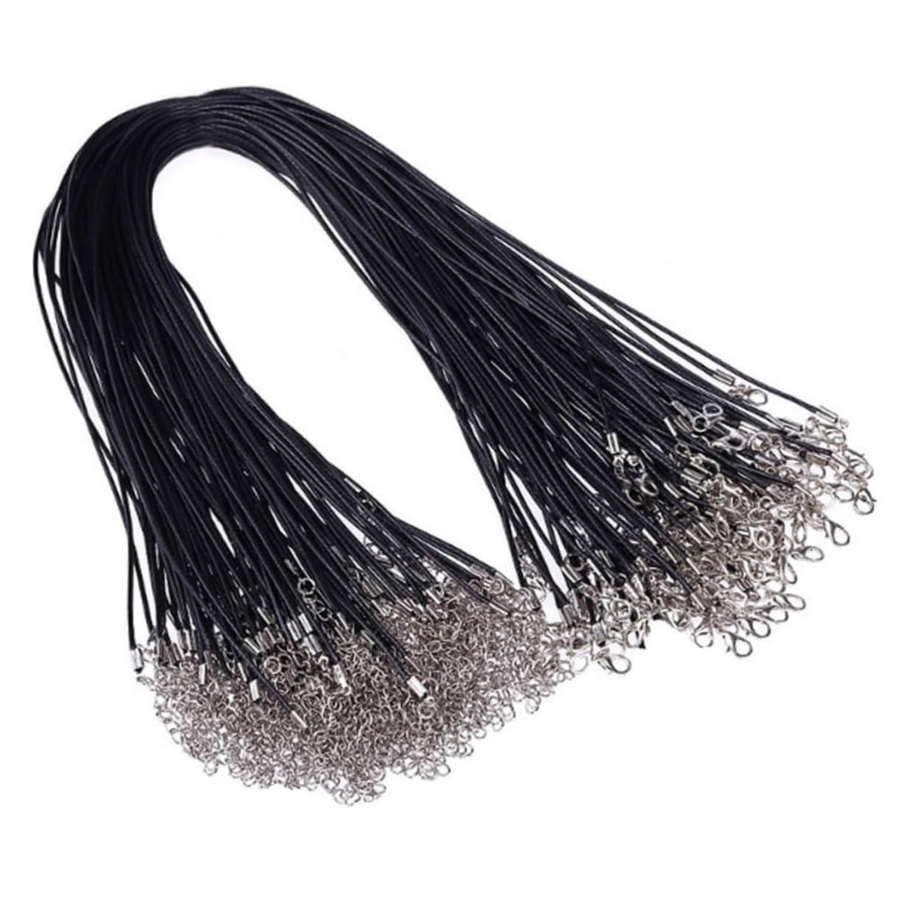 PLAFOPE 100pcs 2.0mm Black Waxed Necklace Cord Bulk Stretchable Bead Chain for Jewelry Making
