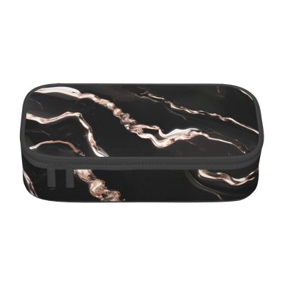 BGSHJVF Black Rose Gold Marble Print High Capacity Pencil Case Oxford Cloth,Pencil,Pen Organizer,Multiple Compartments Stylish Design