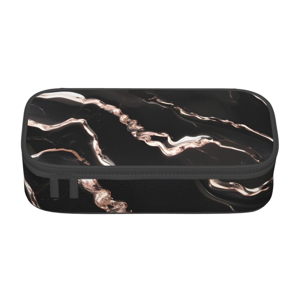 BGSHJVF Black Rose Gold Marble Print High Capacity Pencil Case Oxford Cloth,Pencil,Pen Organizer,Multiple Compartments Stylish Design