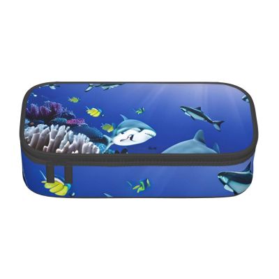 BGSHJVF Shark Swimming Under The Sea Print High Capacity Pencil Case Oxford Cloth,Pencil,Pen Organizer,Multiple Compartments Stylish Design