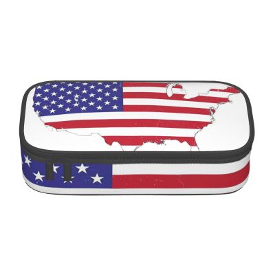 BGSHJVF Usa Flag Map Print High Capacity Pencil Case Oxford Cloth,Pencil,Pen Organizer,Multiple Compartments Stylish Design