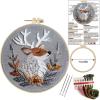 DoubleHappy Christmas Embroidery Kit,Beginner Embroidery Kit for Adults,Full Embroidery Hoop Kit with Needles and Thread Included,Embroidery Kits for Beginners with Pattern (Silver Elk(D)) view 2