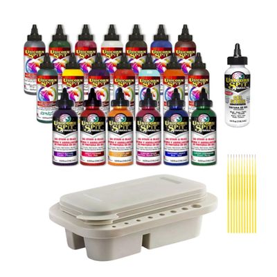Unicorn Spit Gel Stain Glaze Bundle - 4 Ounce Each - 20 Paint Collection Plus Iced Egret, Multi-Use Paint Brush Basin and Trebbies Detail Sticks