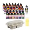 Unicorn Spit Gel Stain Glaze Bundle - 4 Ounce Each - 20 Paint Collection Plus Iced Egret, Multi-Use Paint Brush Basin and Trebbies Detail Sticks view 1