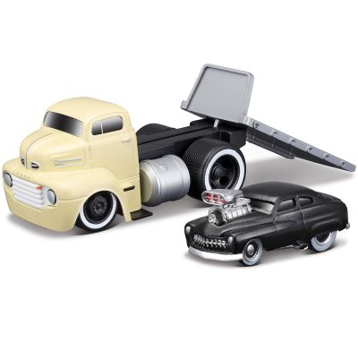 Xiangtat 1/64 Scale Top Muscle Transports Series for 1966 Fort COE Flatbed Truck and 1949 Mercury Coupe Diecast Metal Model Car (11538)