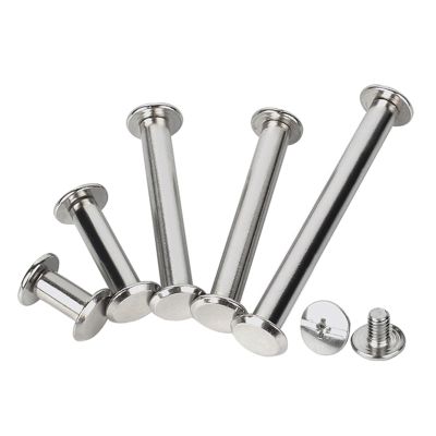 JYABSLNAJ Leather Rivets 5Pcs M5 Butt Lock Rivet Screw 304 Stainless Steel Flat Head Rivet Book to Lock Cross Screw Album Butt Screw Nut Set-M5(10MM)