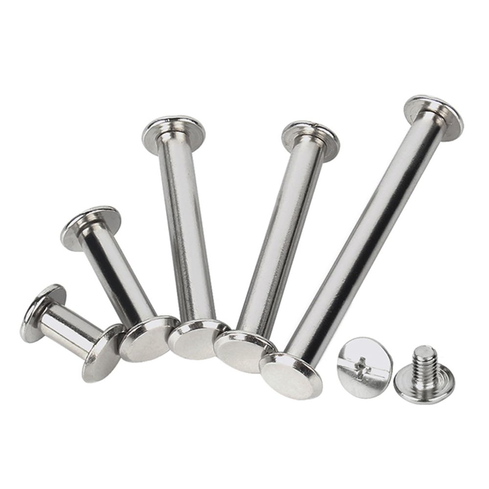 JYABSLNAJ Leather Rivets 5Pcs M5 Butt Lock Rivet Screw 304 Stainless Steel Flat Head Rivet Book to Lock Cross Screw Album Butt Screw Nut Set-M5(10MM)