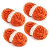4 Pack Chunky Yarn for Hand Knitting - Chunky Chenille Blanket Yarn for Crocheting - Jumbo Fluffy Yarn for Crochet - Super Bulky Yarn 25 yds 7.7 oz Each Skein (Orange Red) view 1
