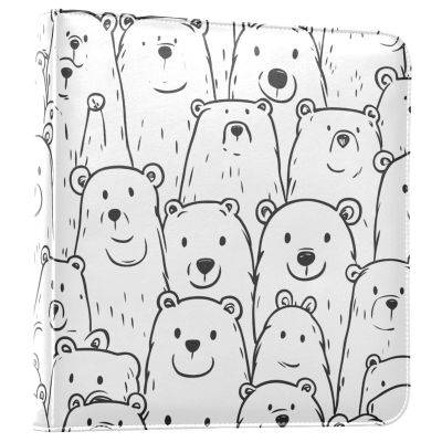 KJIZMO Cute Bears Photo Album for Family Wedding Picture Anniversary 3-Ring DIY Picture Book Leather Cover Photo Album Self-Stick Scrapbook