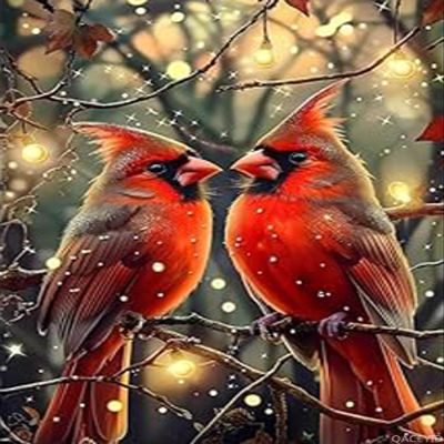 QACEYID Cute Cardinal Diamond Painting Kits for Adults, Merry Chrismas 5D DIY Diamond Art Kits Full Drill Diamond for Gift Wall Decor Gem Arts New Year and Valentine's Day Gifts 12x16inch