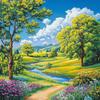 Amcdjkery Landscape Cross Stitch Kits for Adults,Landscape Under The Blue Sky,Embroidery Starter Kit for Beginners Adults,DIY Cross Stitch Kit for Craft Lover Learn Hand Stitch,40x50 cm view 1