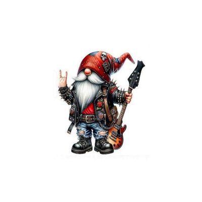 Hippy Gnome Playing Guitar Decal Sticker for Drink Tumblers, Adorable Funny Laptop Decals, Binders, Phones, Waterproof Vinyl, 3 Inch