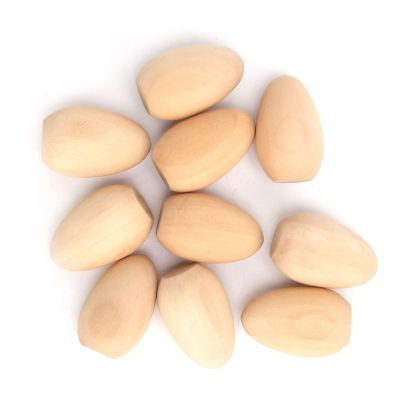 10Pcs Wooden Eggs,Unfinished Unpainted Wooden Eggs,Wooden Easter Egg Dyeable Hand Painted Lightweight Craft Eggs,Easter Craft Eggs for Easter Decorate for Family Decoration