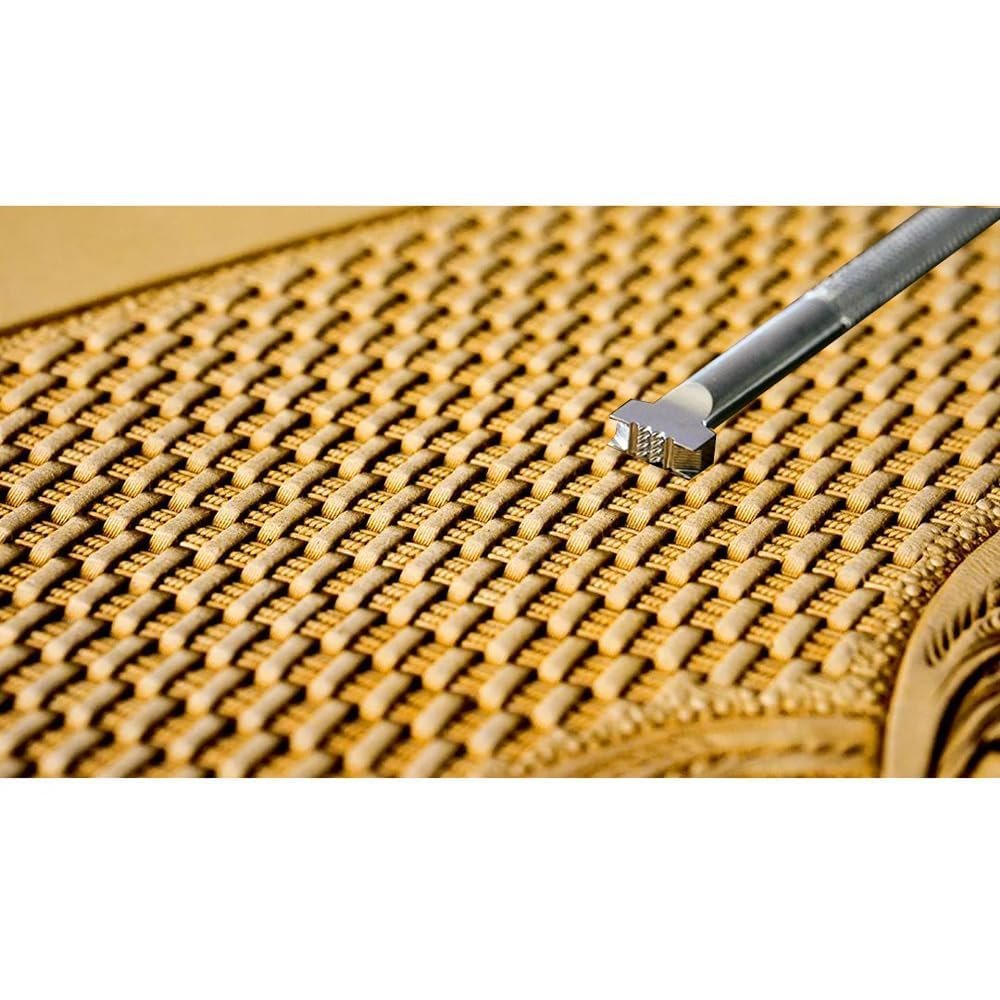 Leather Stamps Double Rope Basket Weave Stamp Professional Stamping Tool 304 Stainless Steel Leathercraft Carving Punches Tools (S)