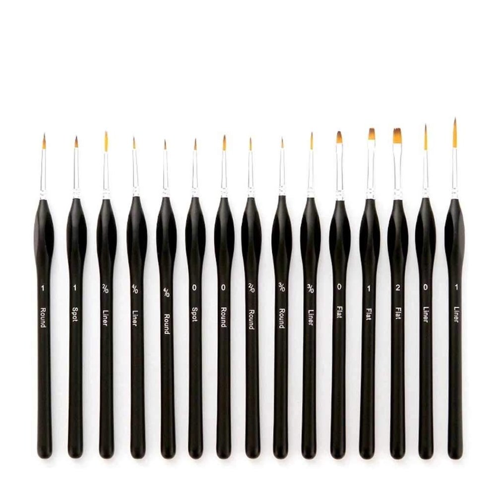 HBJWOV 15Pcs Miniature Detail Paint Brushes Set Multiple Models with Triangular Handle Nylon Hair Acrylic Painting Thin Hook Line Brush