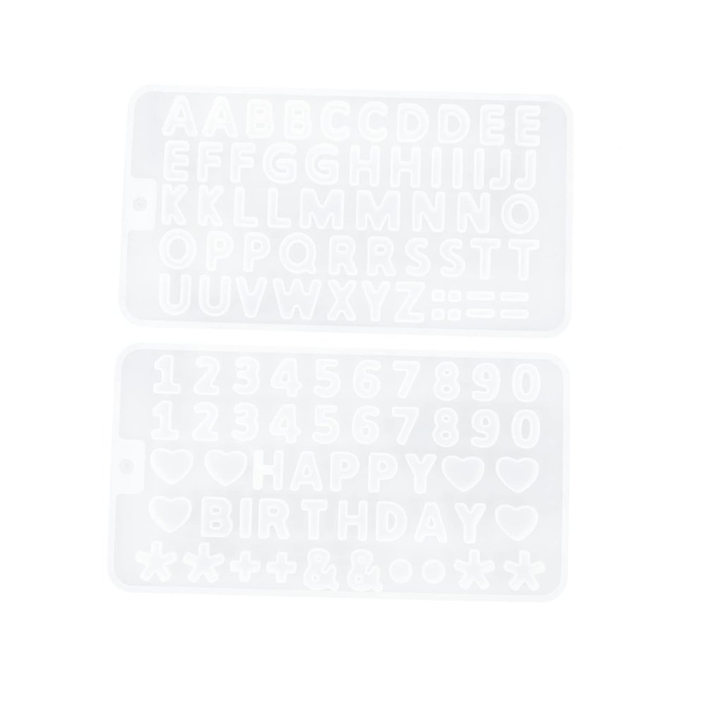 CORHAD 2pcs Alphabet Number Silicone Molds DIY Epoxy Craft Molds Letter Number Stencils