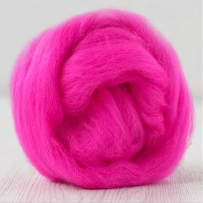 100% Merino Roving Tops Extra Fine 19 Micron Dyed in Italy Weaving, Felting, Spinning | Pink + Red Colors (Shocking Hot Pink, 30 gm (1 oz))