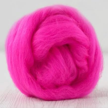 100% Merino Roving Tops Extra Fine 19 Micron Dyed in Italy Weaving, Felting, Spinning | Pink + Red Colors (Shocking Hot Pink, 30 gm (1 oz))