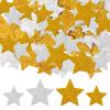 100PCS Gold Stars Foam Stickers, Silver and Gold Foam Stars, Glitter Foaming Star for Scrapbook, Decorative Star Adhesive for Craft Scrapbook and Card Greeting (4 Size view 1