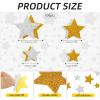 100PCS Gold Stars Foam Stickers, Silver and Gold Foam Stars, Glitter Foaming Star for Scrapbook, Decorative Star Adhesive for Craft Scrapbook and Card Greeting (4 Size view 2