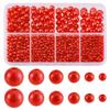 PH PandaHall 1113Pcs 6 Sizes Red Pearl Beads Red Imitation Pearl Round Pearls Beads 3~8mm Resin Pearl for Christmas Tree Decoration Wedding Party Necklaces Earrings Jewelry view 1
