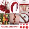 PH PandaHall 1113Pcs 6 Sizes Red Pearl Beads Red Imitation Pearl Round Pearls Beads 3~8mm Resin Pearl for Christmas Tree Decoration Wedding Party Necklaces Earrings Jewelry view 3
