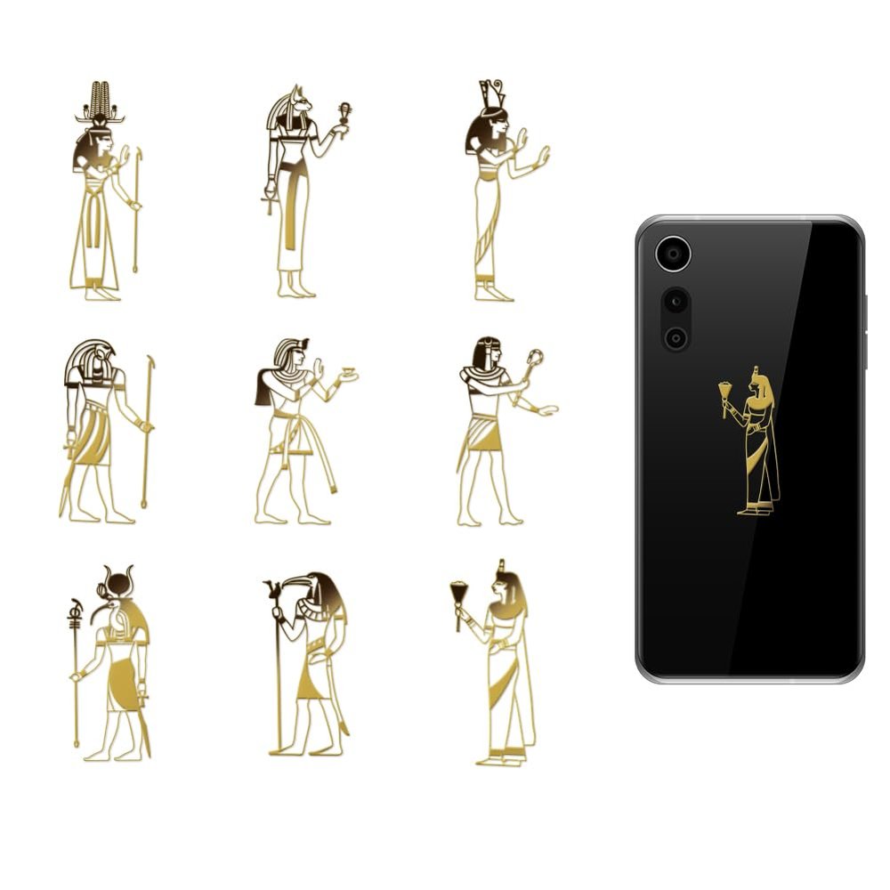 OLYCRAFT 9pcs 1.6x1.6 Inch Gods of Egypt Metal Stickers Egyptian Characters Self Adhesive Gold Stickers Egypt Theme Metal Gold Stickers for Scrapbooks DIY Resin Crafts Phone Decor